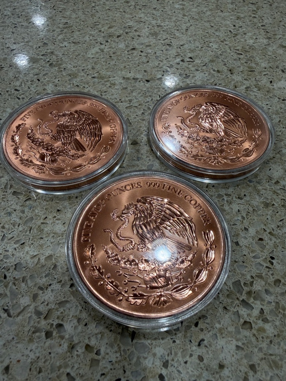 15 Ozs of (Three) .999 Pure Copper Rounds Mexican Coat of Arms Libertad